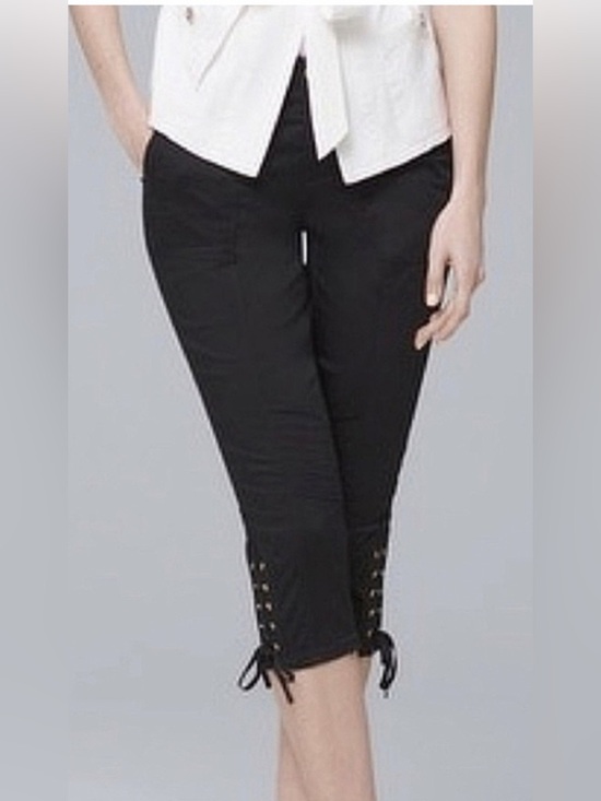White House Black Market Pants - White House Black Market Capri Pants Bermuda Shorts Lace Up Side Ties Black Sz 6